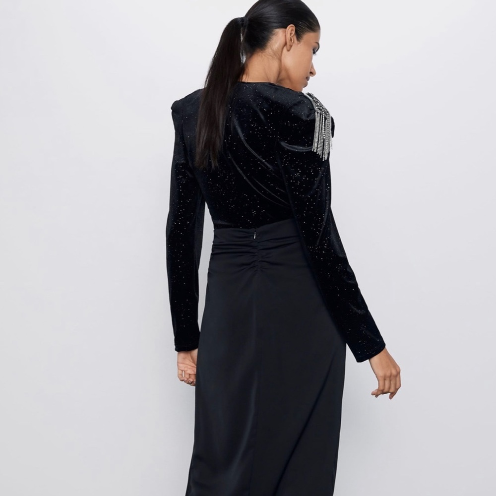 ZARA Sparkly Velvet Bodysuit - Picture 6 of 7
